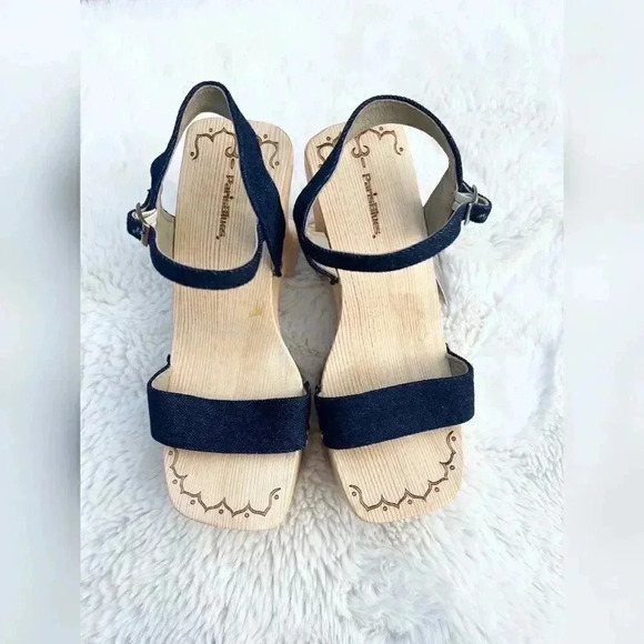 90s Y2K Paris Blue Denim Chunky Clogs DEADSTOCK New With Tag SUPER RARE - Picture 2 of 5